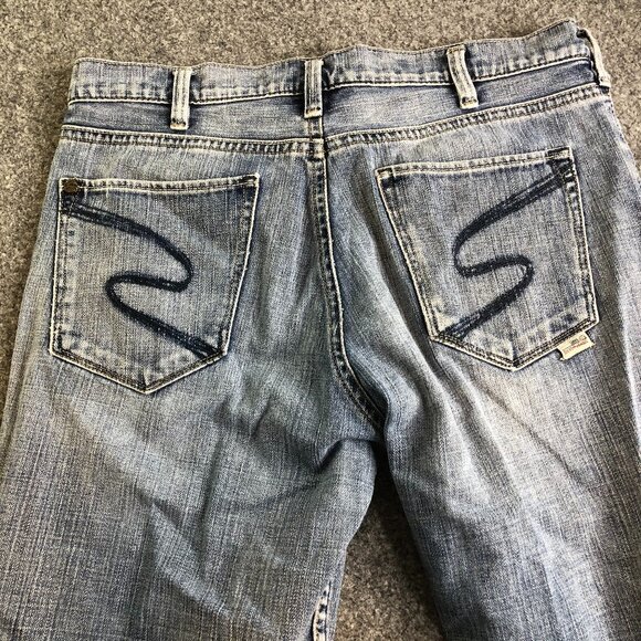 Vintage Silver Jeans Mens 32x33 Blue Faded Duke Straight Leg Whiskering Y2K 90s - Picture 1 of 10